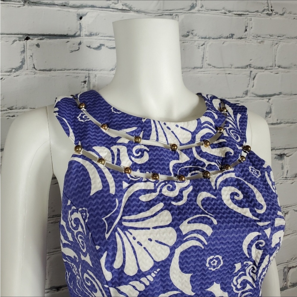 Lilly Pulitzer | Blue Tide Pools Beaded Shift Dress - Picture 11 of 15